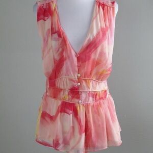 BNWT ruched waste-blouse in swipe melon ice White House, black market large